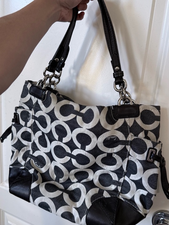 Coach Handbags - Coach Black & White Signature Shoulder Bag